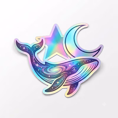 Holographic sticker with rainbow finish